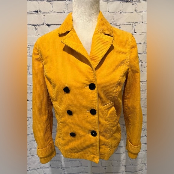 Liz Claiborne yellow corduroy jacket lined Petite Medium - Picture 1 of 7